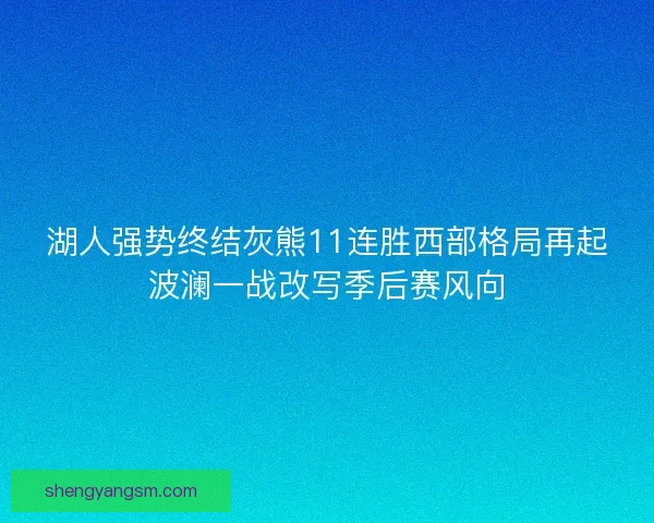 湖人强势终结灰熊11连胜西部格局再起波澜一战改写季后赛风向